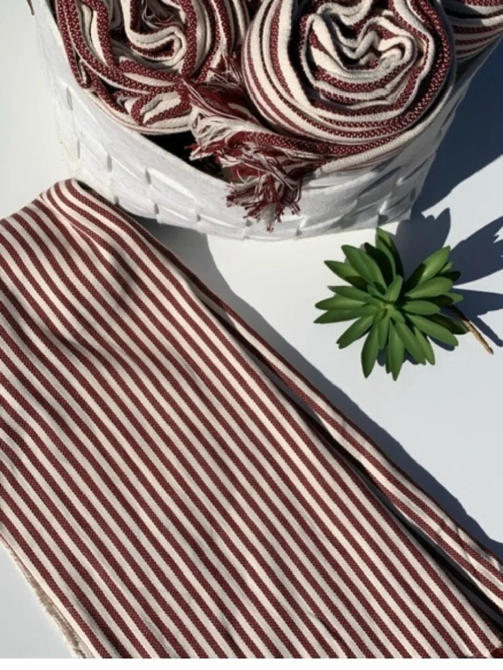 IKEA TUVALIE Red and White Striped Throw Blanket